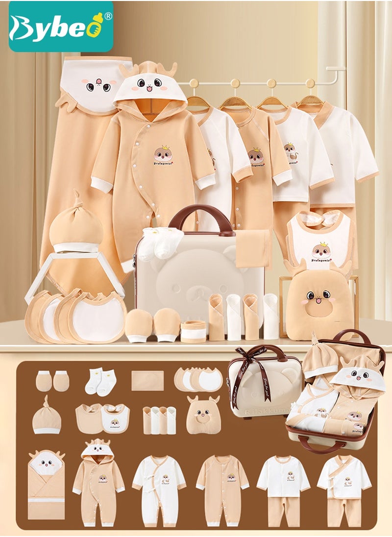 Bybeo 26PCS Newborn Baby Gifts Set, Newborn Layette Gift Set, Baby Clothes Accessories Set for Boys and Girls, Premium Cotton, Perfect Gift Box with Beautifully Suitcase for Spring Summer Autumn Winter  - Image 1