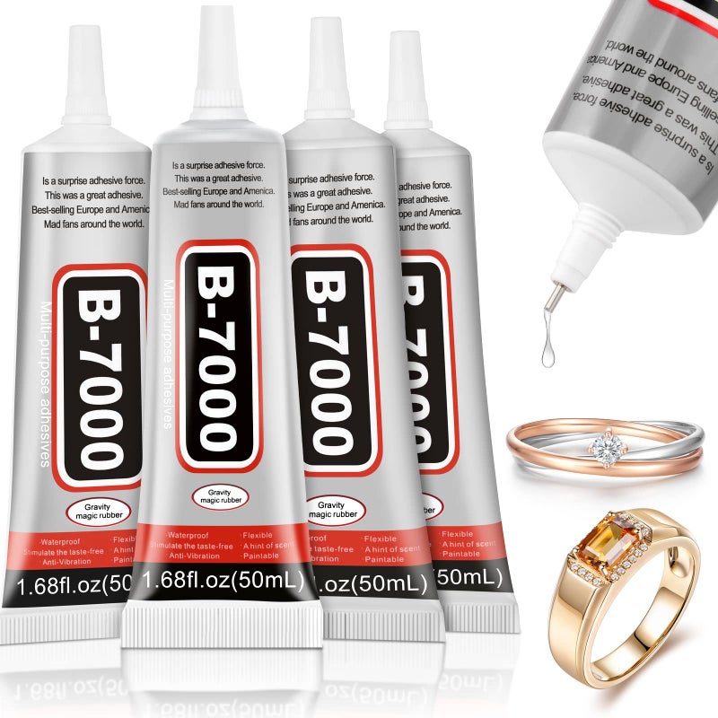 Jollidecor 4 PCS 50ML B7000 Crafts Glue Super Adhesive Multipurpose Clear Glue for DIY Jewelry Beads Fabric Cloth Nail Art Shoes Screen Repair - Image 3