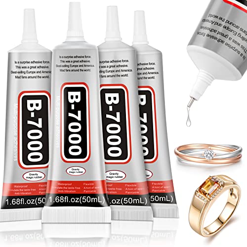 Jollidecor 4 PCS 50ML B7000 Crafts Glue Super Adhesive Multipurpose Clear Glue for DIY Jewelry Beads Fabric Cloth Nail Art Shoes Screen Repair - Image 1