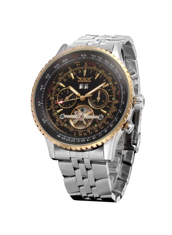 {"en":"Men's Self Winding Waterproof Automatic Stainless Steel Skeleton Tourbillon Calendar Wrist Watch