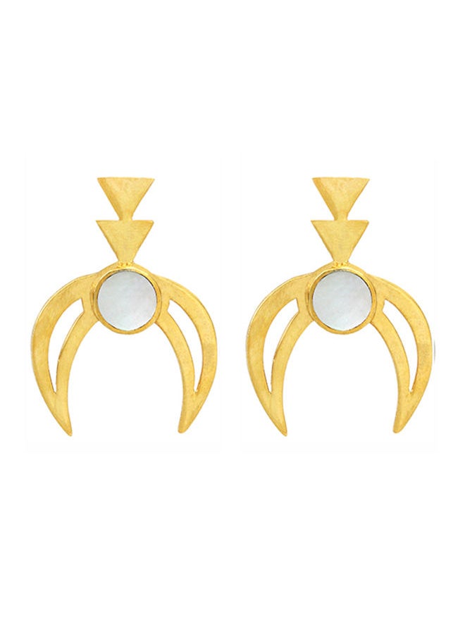 Indira Jewelry - أقراط هالة الذهبية من عرق اللؤلؤ الأبيض - Image 1