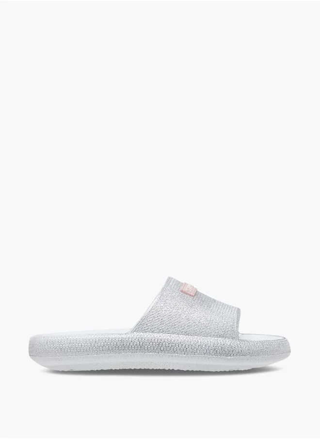 أكوا Girls' Glitter Textured Slip-On Slides