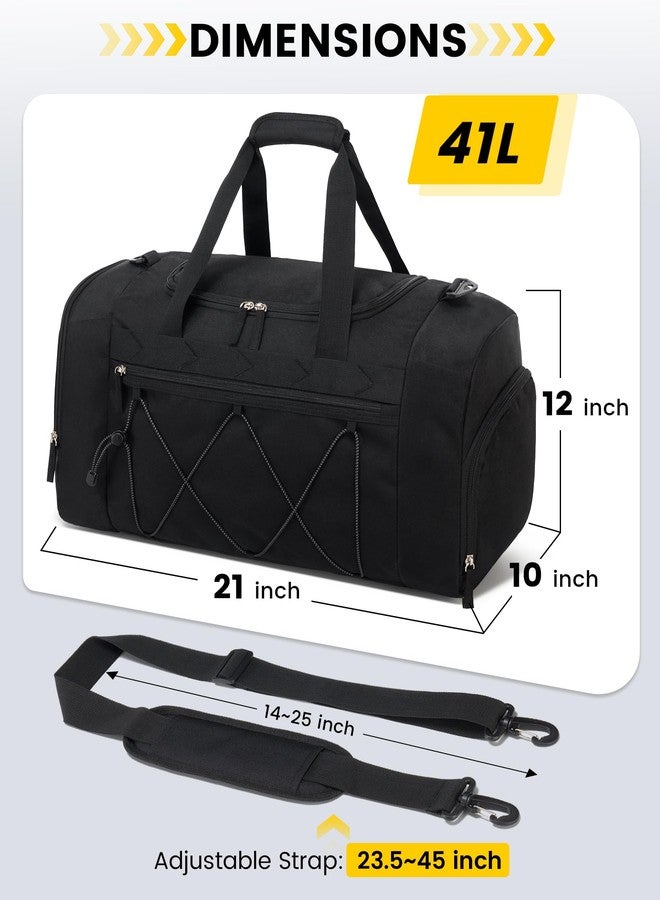 Vorspack Gym Bag for Men - 21 Inches Duffle Bag for Travel Water-resistant Travel Bag with Shoe Compartment Wet Pocket Duffel Bag for Gym Sports Travel Weekender Overnight - Black - Image 2