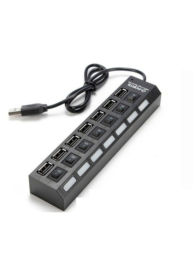 Neutral Usb Hub Extender 7-port Hub Black And White With Switch Light Hub 4-port Expansion Dock - Image 1
