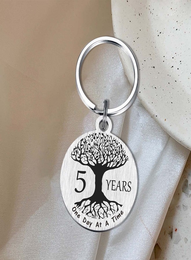 TANWIH 5 Year Sobriety Keychain - Stainless Steel Tree of Life Keychain with Inspirational Quotes - Recovery Gift for Men and Women - Image 4