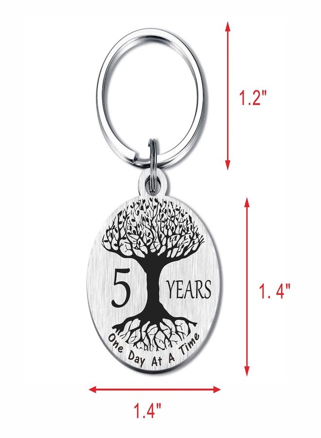 TANWIH 5 Year Sobriety Keychain - Stainless Steel Tree of Life Keychain with Inspirational Quotes - Recovery Gift for Men and Women - Image 5