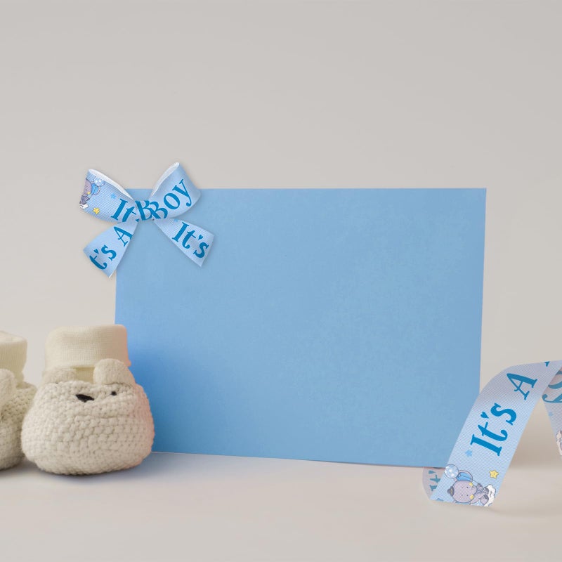 Habbiful 4 Rolls Blue Baby Boy Ribbon - 1 Inch Grosgrain for Baby Shower, Gender Reveal, Diaper Cake Decoration - 20 Yards - Image 5