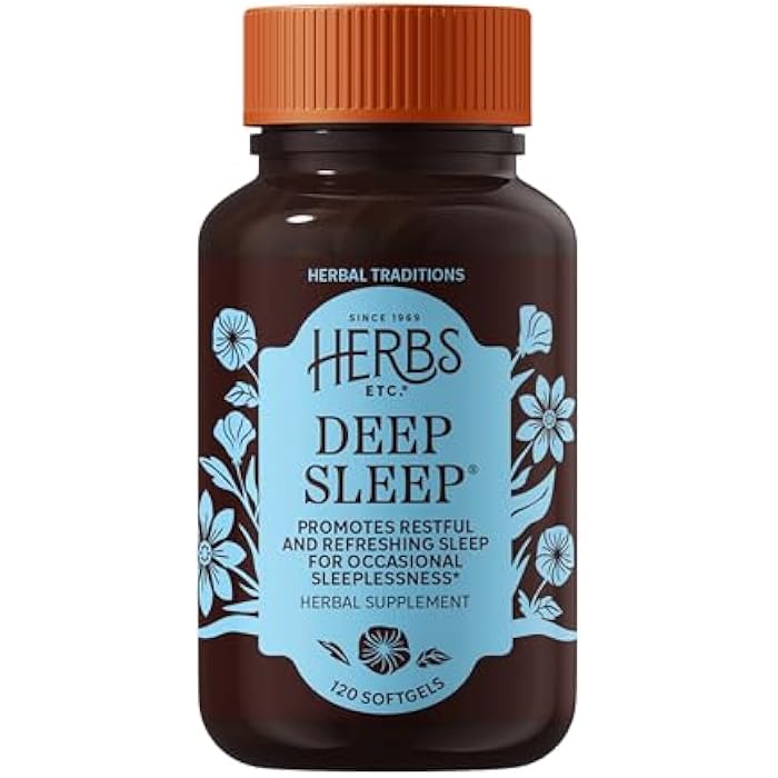 Herbs Etc. Deep Sleep Softgels - Herbal Sleep Support Supplement - Rest & Calming Support with Passionflower, Chamomile & Lemon Balm - 120 Softgels (120 Servings) - Image 1