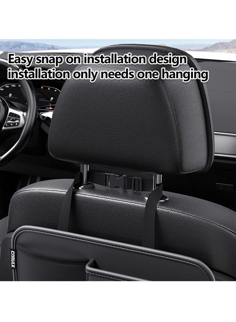 Multi-Functional Leather Car Backseat Organizer, Perfect Storage for Snacks, Drinks, Toys and Magazines, Keeps Your Car Neat and Tidy, Ideal Travel Accessory in Stylish Black - Image 5