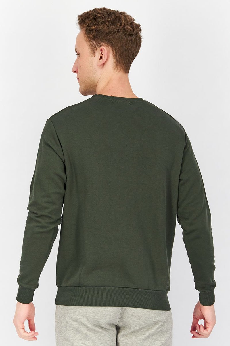 Baldinini Men Crew Neck Brand Logo Print Long Sleeves Sweatshirt, Green and Orange - Image 4