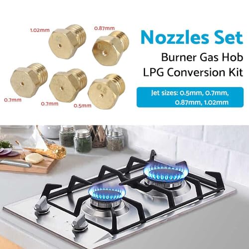 Shinekoo 5PCS Burner Gas Hob LPG Conversion Kit Jets Replacement Nozzles Propane Injectors 70 87 70 50 102 Cooker Hobs Gas Cooking Stove Gas Jets - Image 3