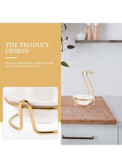 Y&D Stainless Steel Utensil Holder White Ceramic Single Ladle Spoon Rest with Swan Shape Rack Cooking Utensils Stand Gold Standing  - Image 4