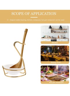 Y&D Stainless Steel Utensil Holder White Ceramic Single Ladle Spoon Rest with Swan Shape Rack Cooking Utensils Stand Gold Standing  - Image 2