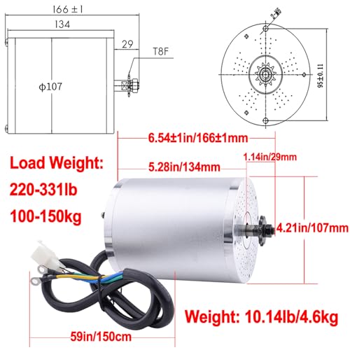 Chokayaky 72V Motor Kit 3000W Electric Brushless DC Motor Kit 4900RPM Go Kart Electric Motor 5.4N.M Electric Dirt Bike Motor No Bracket BLDC Motor for Electric Scooter Ebike Controller Ebike Throttle with Key - Image 4
