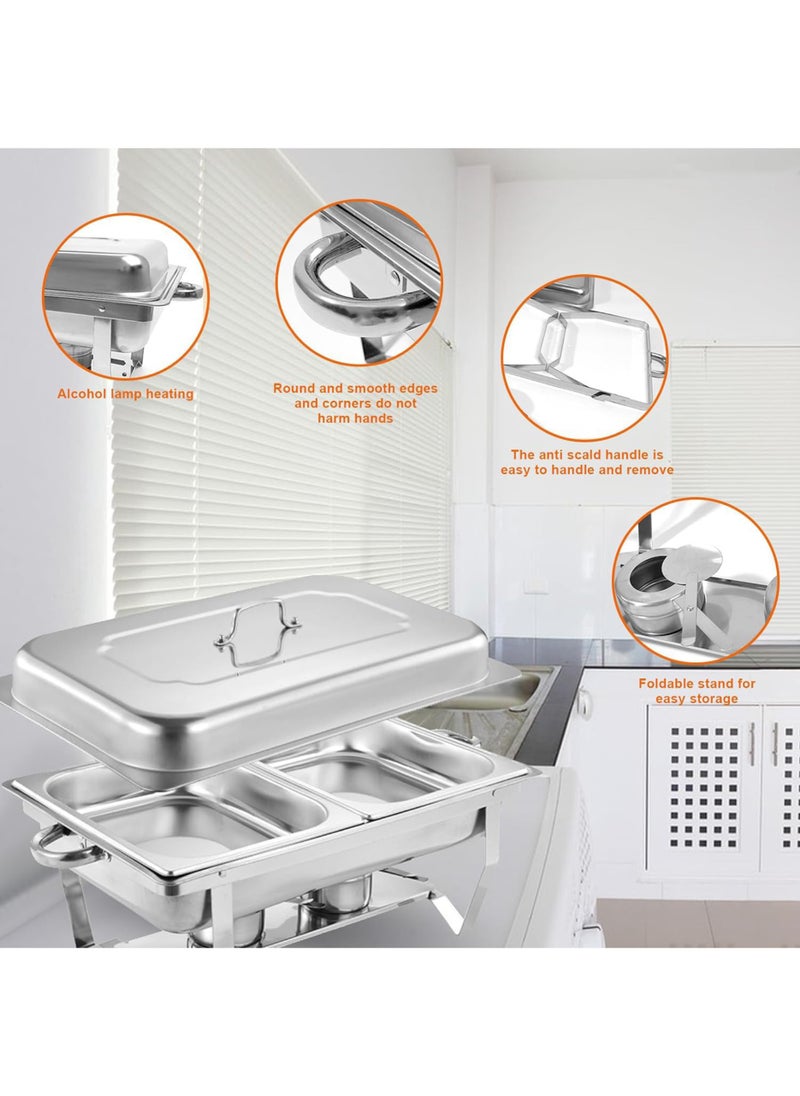 Jourvent Chafing Dish Buffet Set,11Liters Stainless Steel Food Warmer, Rectangular Buffet Stove with Food Pans Lid, Stainless Steel Chafer and Buffet Warmer Set, for Weddings, Party, Banquet (2 Gride)  - Image 3