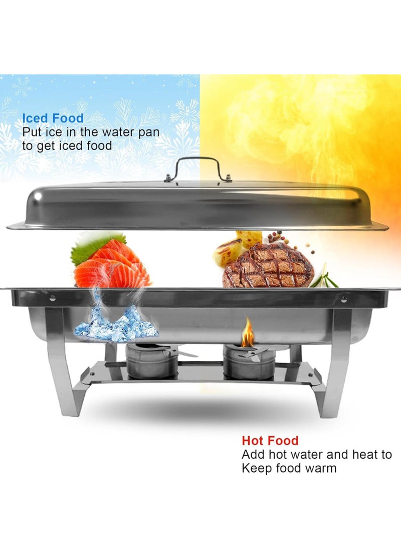 Jourvent Chafing Dish Buffet Set,11Liters Stainless Steel Food Warmer, Rectangular Buffet Stove with Food Pans Lid, Stainless Steel Chafer and Buffet Warmer Set, for Weddings, Party, Banquet (2 Gride)  - Image 5