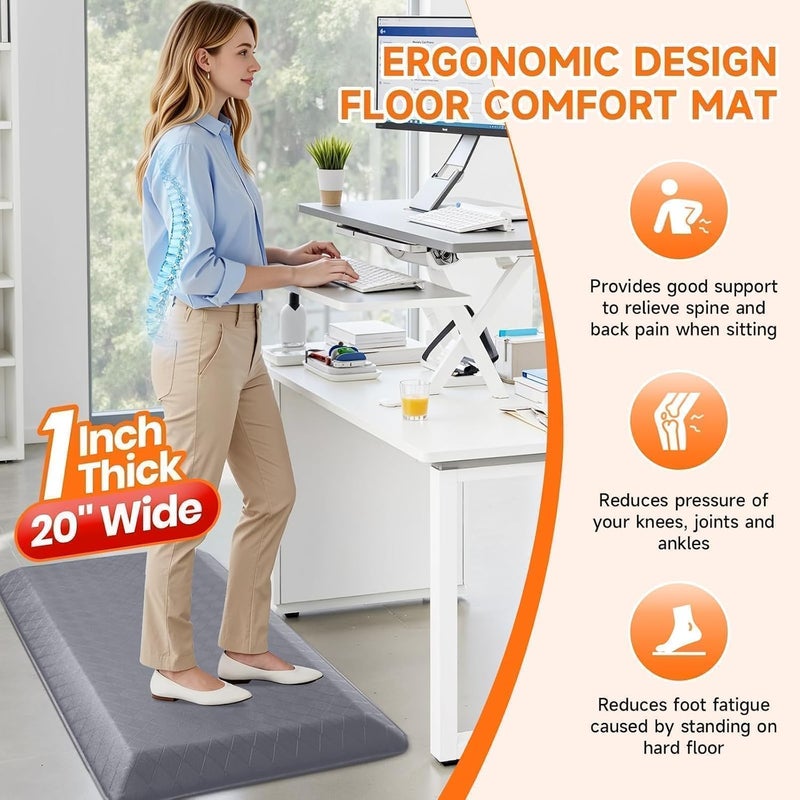 StepRite 1” Thick Kitchen Mats for Floor, Anti Fatigue Kitchen Rugs, Non-Slip,Heavy Duty Water Resistant Kitchen Rug, Standing Desk Mat for Friends, Family, Home, Kitchen, Office (39" x 20", Grey) - Image 5