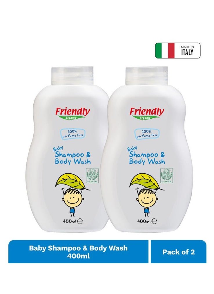 FRIENDLY ORGANIC 2-in-1 Baby Shampoo and Body Foaming Wash 400ml x 2 - Healthy Skin Essential - Protect Sesitive Skin - No SLS, SLES or Paraben Free, Fully Organic  - Image 2