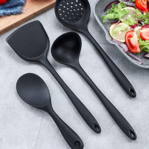 TASKHOUSE Silicone Flexible Spatula Baking and Mixing Non-Stick and Heat Resistant Stainless Steel Kitchen Utensil - Set of 4 (Black) - Image 2