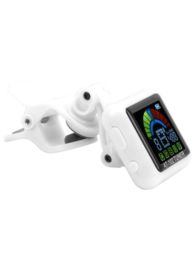 Thoraya - Aroma Guitar Clipon Tuner USB Rechargeable Builtin Battery Violin Ukulele AT102(White ) - Image 1