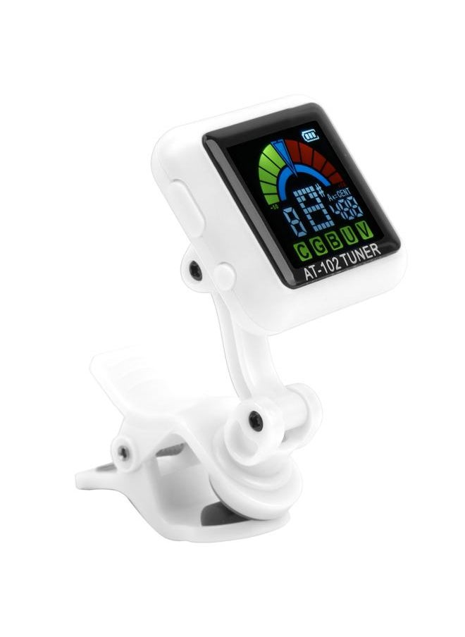 Thoraya - Aroma Guitar Clipon Tuner USB Rechargeable Builtin Battery Violin Ukulele AT102(White ) - Image 1