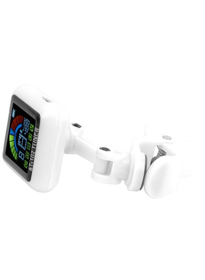 Thoraya - Aroma Guitar Clipon Tuner USB Rechargeable Builtin Battery Violin Ukulele AT102(White ) - Image 1