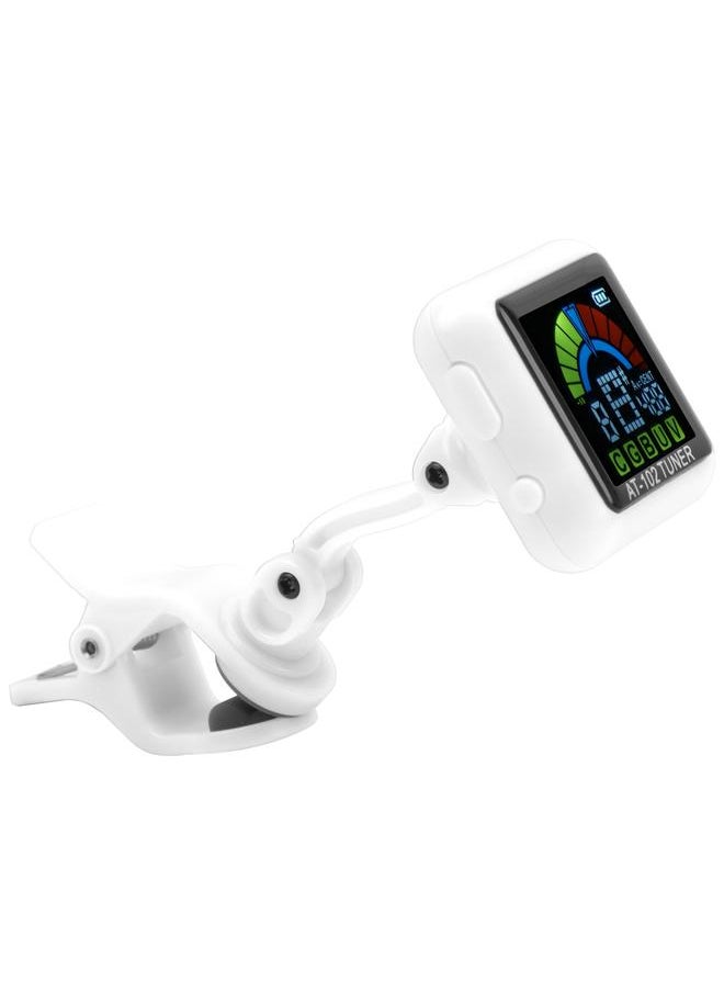 Thoraya - Aroma Guitar Clipon Tuner USB Rechargeable Builtin Battery Violin Ukulele AT102(White ) - Image 1