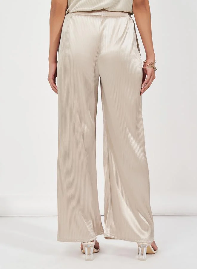 Styli Pleated Wide Leg Full Length Trousers