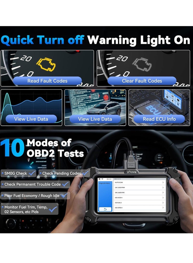 XTOOL D5S OBD2 Scanner Code Reader 2025 for Cars and Trucks with 15 Reset Functions, Crank Sensor Relearn, FCA AutoAuth, CAN FD for GM, ABS Engine SRS Transmission Tool - Image 3