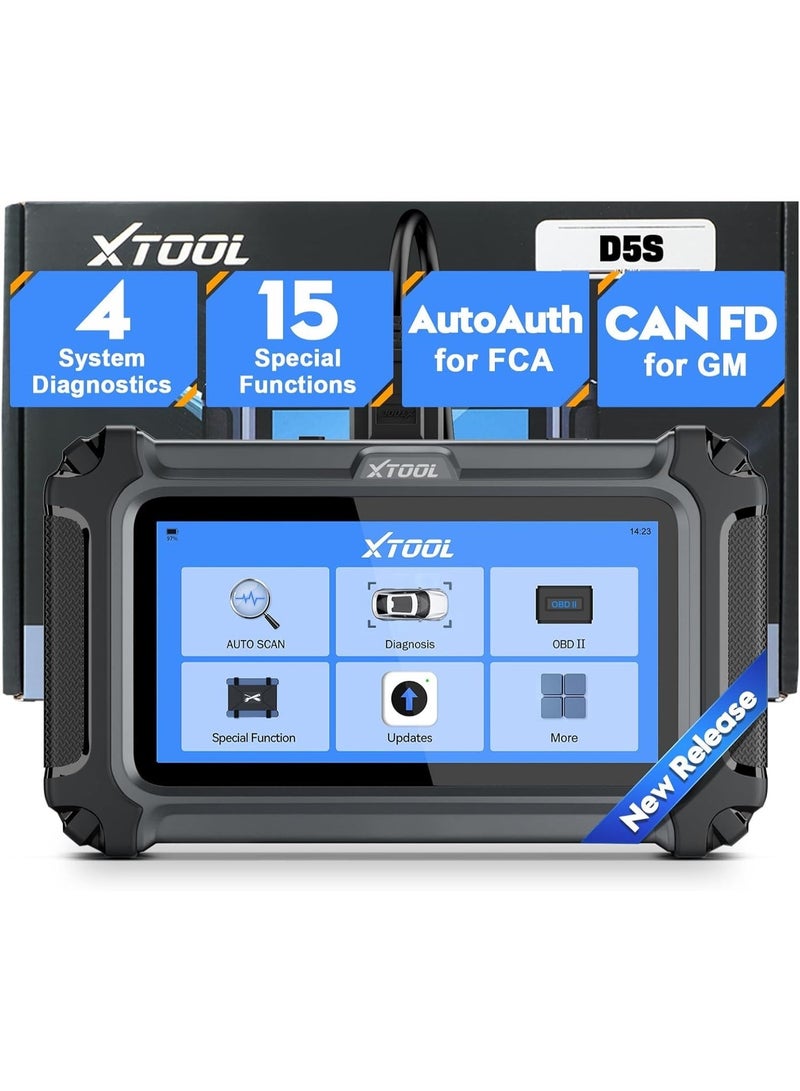 XTOOL D5S OBD2 Scanner Code Reader 2025 for Cars and Trucks with 15 Reset Functions, Crank Sensor Relearn, FCA AutoAuth, CAN FD for GM, ABS Engine SRS Transmission Tool - Image 1