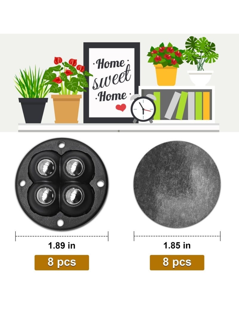 Forest Home Self Adhesive Caster Wheels Mini Swivel Wheels Stainless Steel Paste Universal Wheel 360 Degree Rotation Sticky Pulley (6PCS, Black) - Image 2