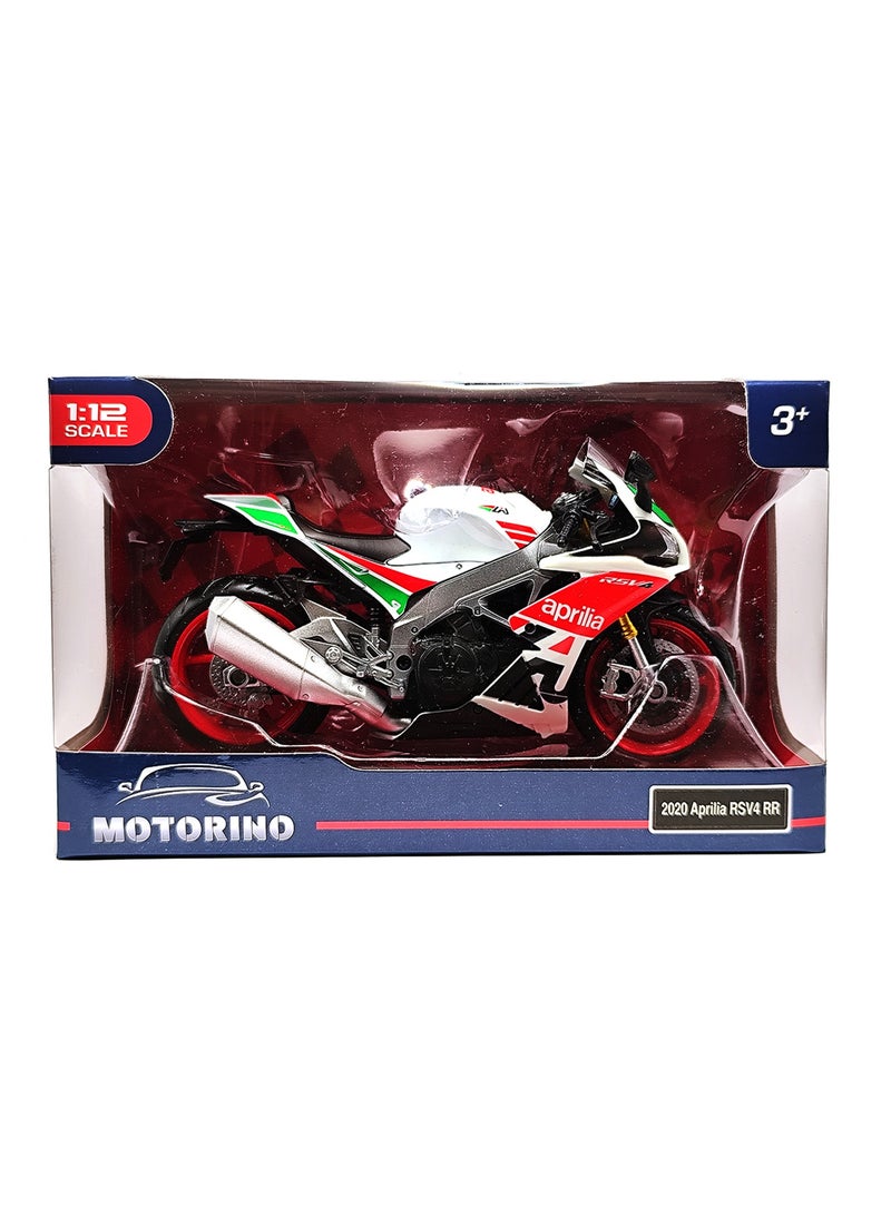MOTORINO أبريليا RSV4 RR 2020 (سباق) نموذج دراجة نارية من الصب – مقياس 1:12 | نسخة دراجة فاخرة قابلة للجمع | تفاصيل واقعية | نموذج عرض للأطفال والهواة - Image 4