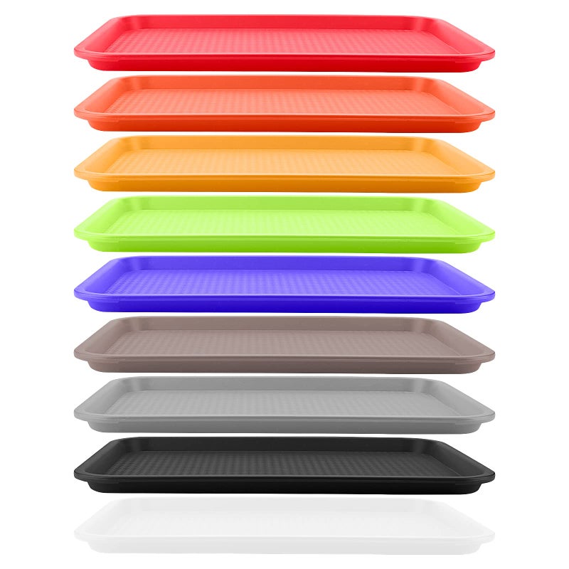 LEXININ 9 PCS 16 x 12 inch Plastic Fast Food Serving Trays Restaurant Serving Tray Set Colorful Food Serving Tray for Hotel 9 Colors