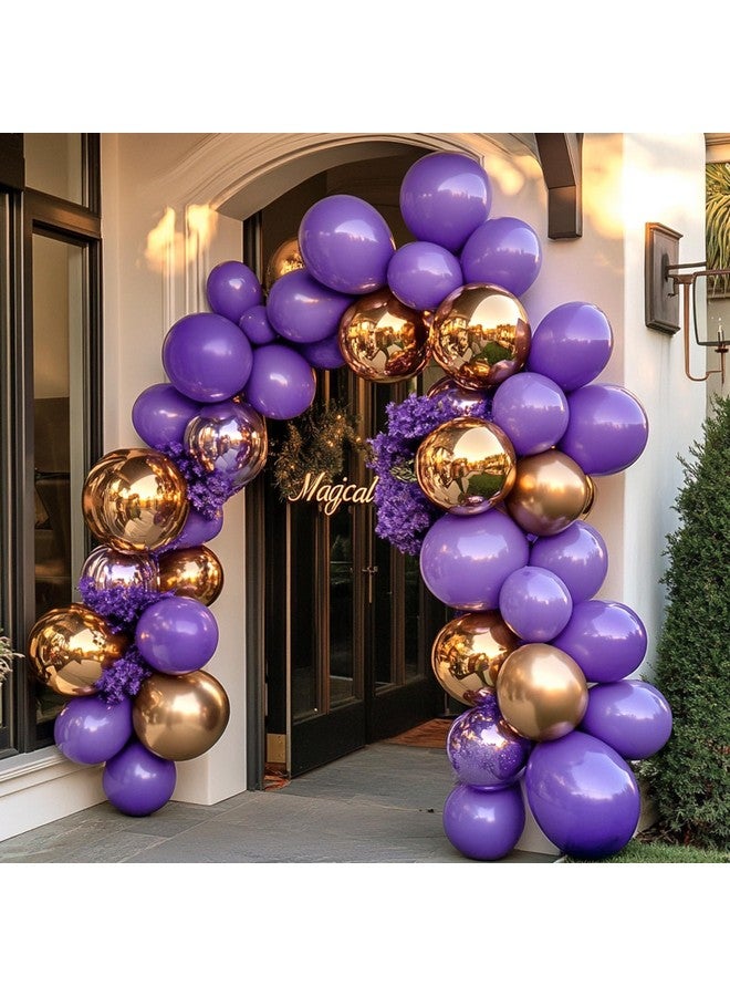 RUBFAC 129pcs Purple Balloons Different Sizes 18 12 10 5 Inch for Garland Arch Premium Purple Latex Balloons for Masquerade Party Decorations Birthday Anniversary Baby Shower Party Supplies - Image 4