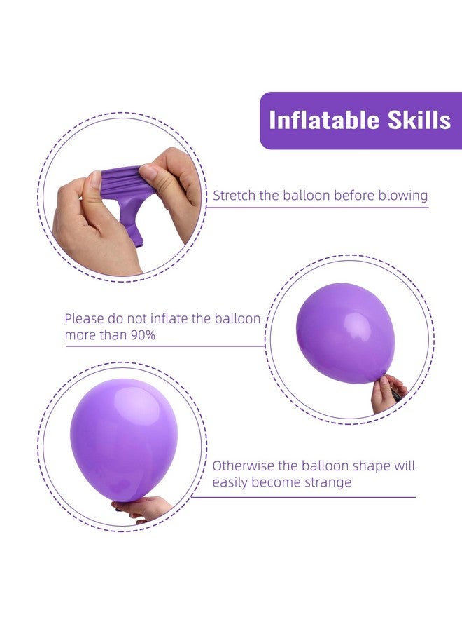 RUBFAC 129pcs Purple Balloons Different Sizes 18 12 10 5 Inch for Garland Arch Premium Purple Latex Balloons for Masquerade Party Decorations Birthday Anniversary Baby Shower Party Supplies - Image 3