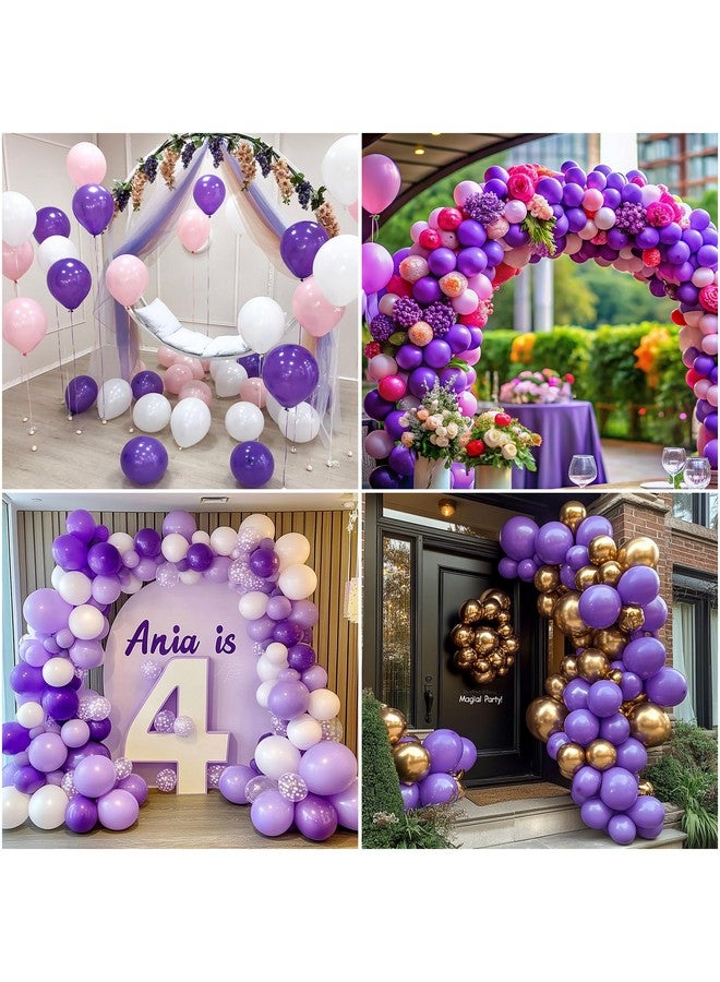 RUBFAC 129pcs Purple Balloons Different Sizes 18 12 10 5 Inch for Garland Arch Premium Purple Latex Balloons for Masquerade Party Decorations Birthday Anniversary Baby Shower Party Supplies - Image 5