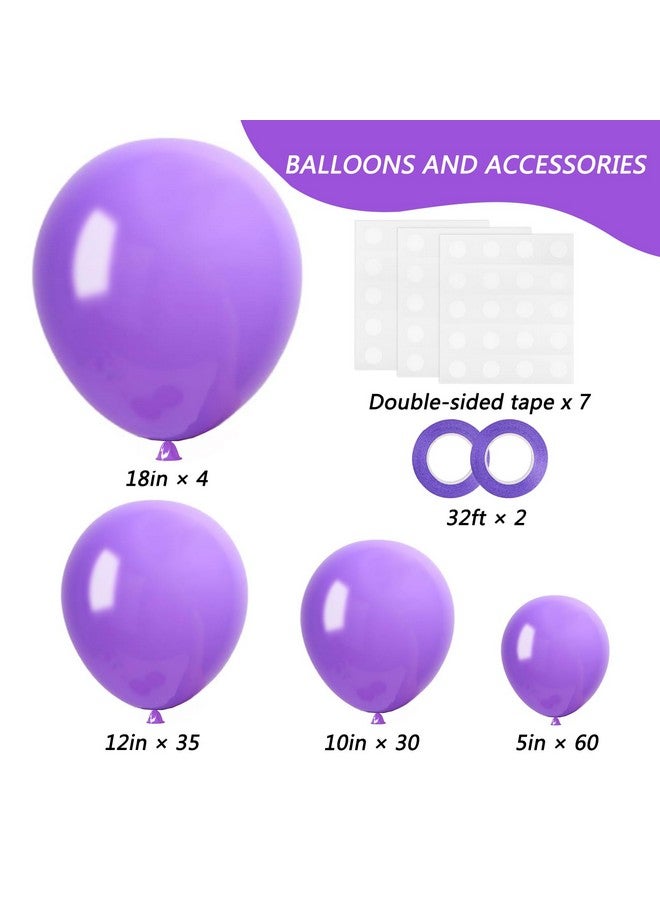 RUBFAC 129pcs Purple Balloons Different Sizes 18 12 10 5 Inch for Garland Arch Premium Purple Latex Balloons for Masquerade Party Decorations Birthday Anniversary Baby Shower Party Supplies - Image 2