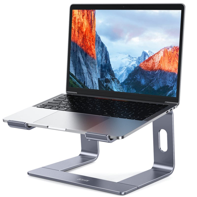 BESIGN LS03 Aluminum Laptop Stand, Ergonomic Detachable Computer Stand, Notebook Holder Compatible with MacBook Air Pro, Dell, HP, Lenovo More 10-15.6" Laptops, Space Gray - Image 1