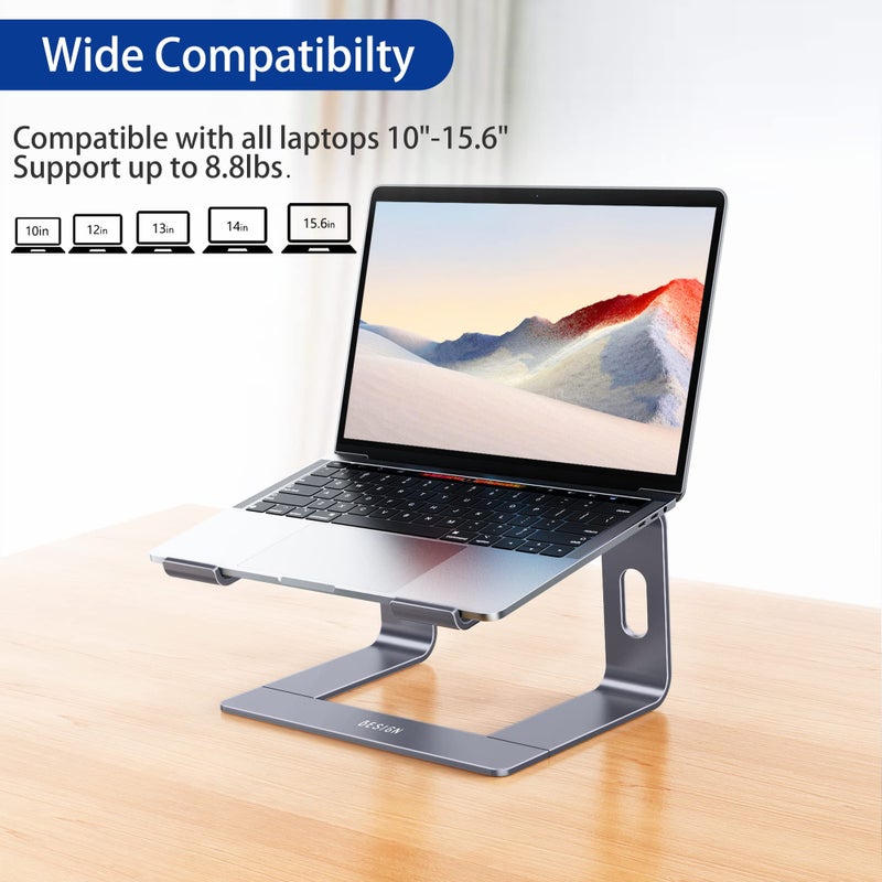 BESIGN LS03 Aluminum Laptop Stand, Ergonomic Detachable Computer Stand, Notebook Holder Compatible with MacBook Air Pro, Dell, HP, Lenovo More 10-15.6" Laptops, Space Gray - Image 3