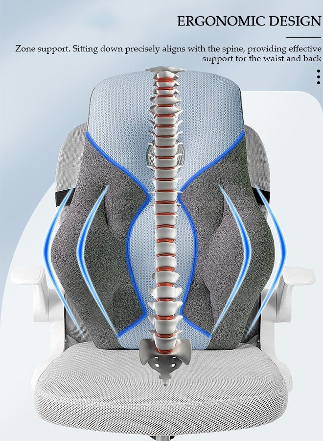 DUNISO وسادة دعم أسفل الظهر مع فتحة مسامية لكرسي المكتب ومقعد السيارة، وسادة خلفية مريحة من إسفنج الذاكرة لتحسين تخفيف آلام أسفل الظهر ووضعية الجلوس - Image 4