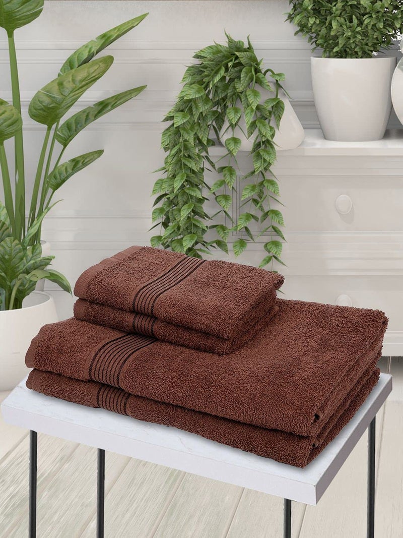 KOPA by Bianca 400 GSM 100% Cotton Soft Terry Towel l 4pc Towel-Mix l Bath Towel for Men l Bath Towel for Women l D`Ross l Brown - Image 1