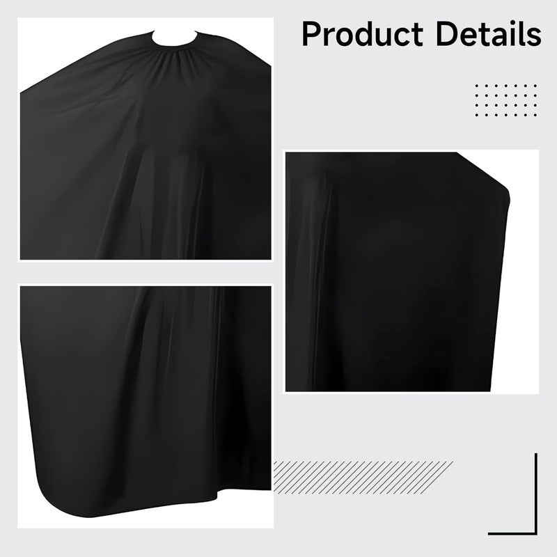 Black Oversized Hair Cutting Cape, Anti-Static Lightweight Barber Cape, Easy Clean, No-Stick Hair Gown for Salon & Home - Image 4