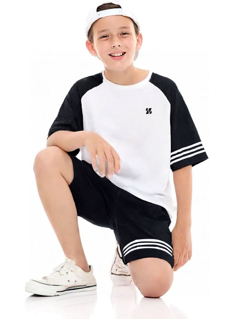 Selecta Now Boys 100% Cotton T Shirt Top & Shorts Set Soft Breathable Pajamas Outfit Set for Casual Wear & Sleepwear - Image 3