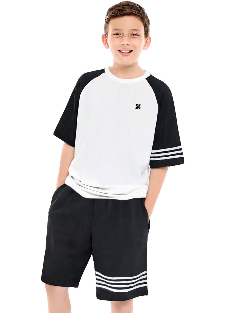 Selecta Now Boys 100% Cotton T Shirt Top & Shorts Set Soft Breathable Pajamas Outfit Set for Casual Wear & Sleepwear - Image 2