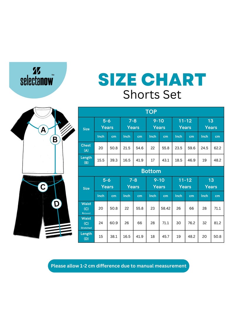 Selecta Now Boys 100% Cotton T Shirt Top & Shorts Set Soft Breathable Pajamas Outfit Set for Casual Wear & Sleepwear - Image 4