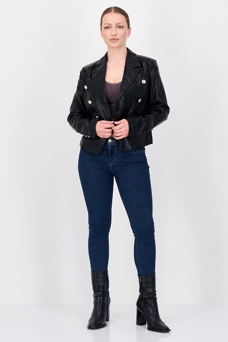 Bagatelle Women Plain Long Sleeve Jacket Shirt, Black - Image 4