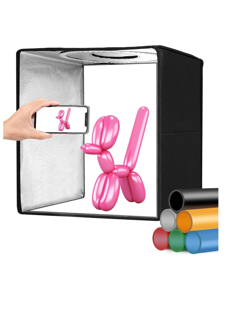 Photo Studio Light Box, 12''x12'' Photography Adjustable Brightness Shooting Tent Kit with 120 LED Lights & 6 Backdrops for Jewelry and Small Items - Image 1