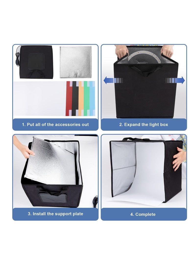 Photo Studio Light Box, 12''x12'' Photography Adjustable Brightness Shooting Tent Kit with 120 LED Lights & 6 Backdrops for Jewelry and Small Items - Image 5