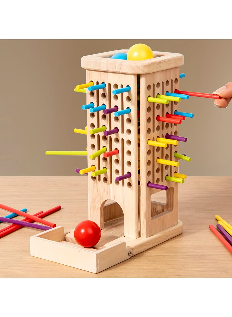 3-10-1 Wooden Board Game, Dice and Sensory Sticks Counting Puzzle Toy, Montessori Math Educational Game, Fine Motor Skills, Balance, Color Recognition, Wooden Puzzle for Kids  - Image 4