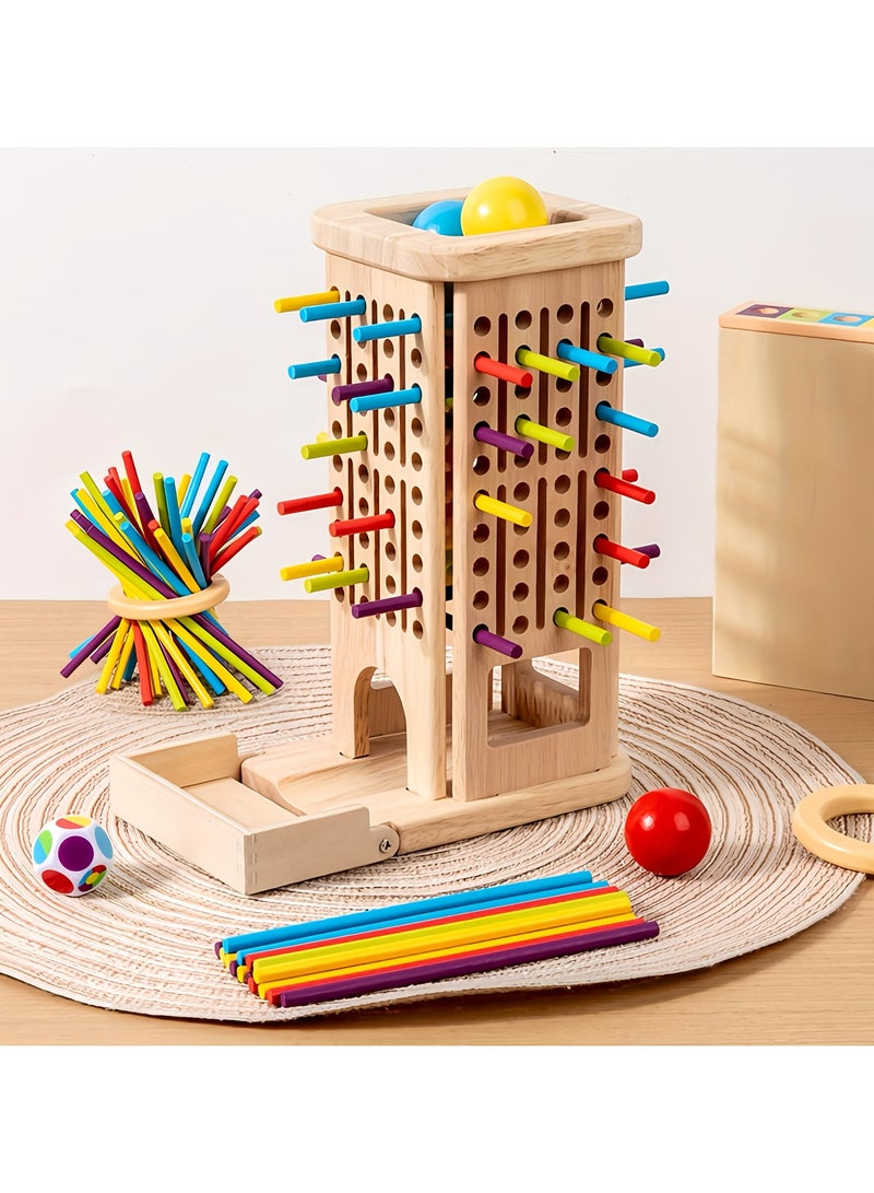 3-10-1 Wooden Board Game, Dice and Sensory Sticks Counting Puzzle Toy, Montessori Math Educational Game, Fine Motor Skills, Balance, Color Recognition, Wooden Puzzle for Kids  - Image 5